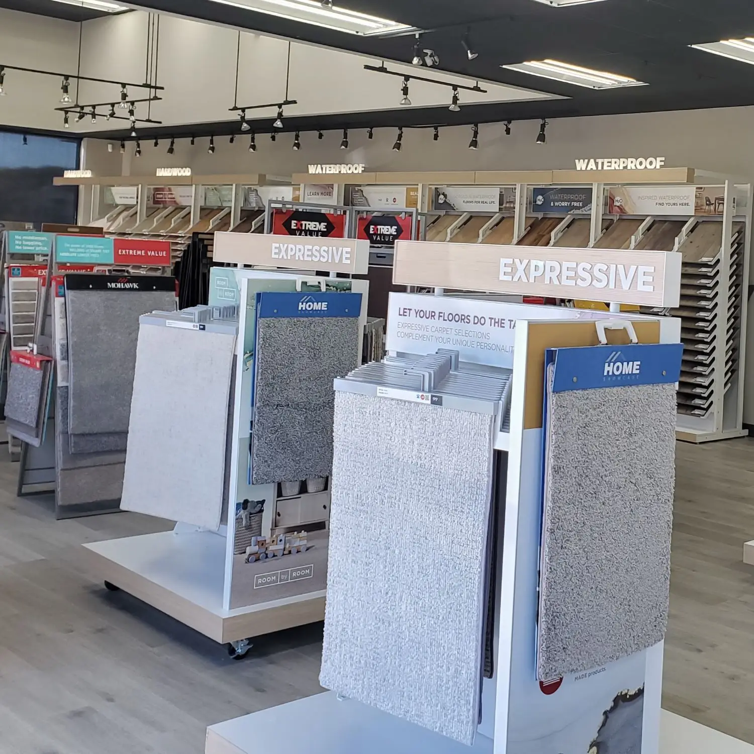 flooring samples in showroom in Charlotte, NC